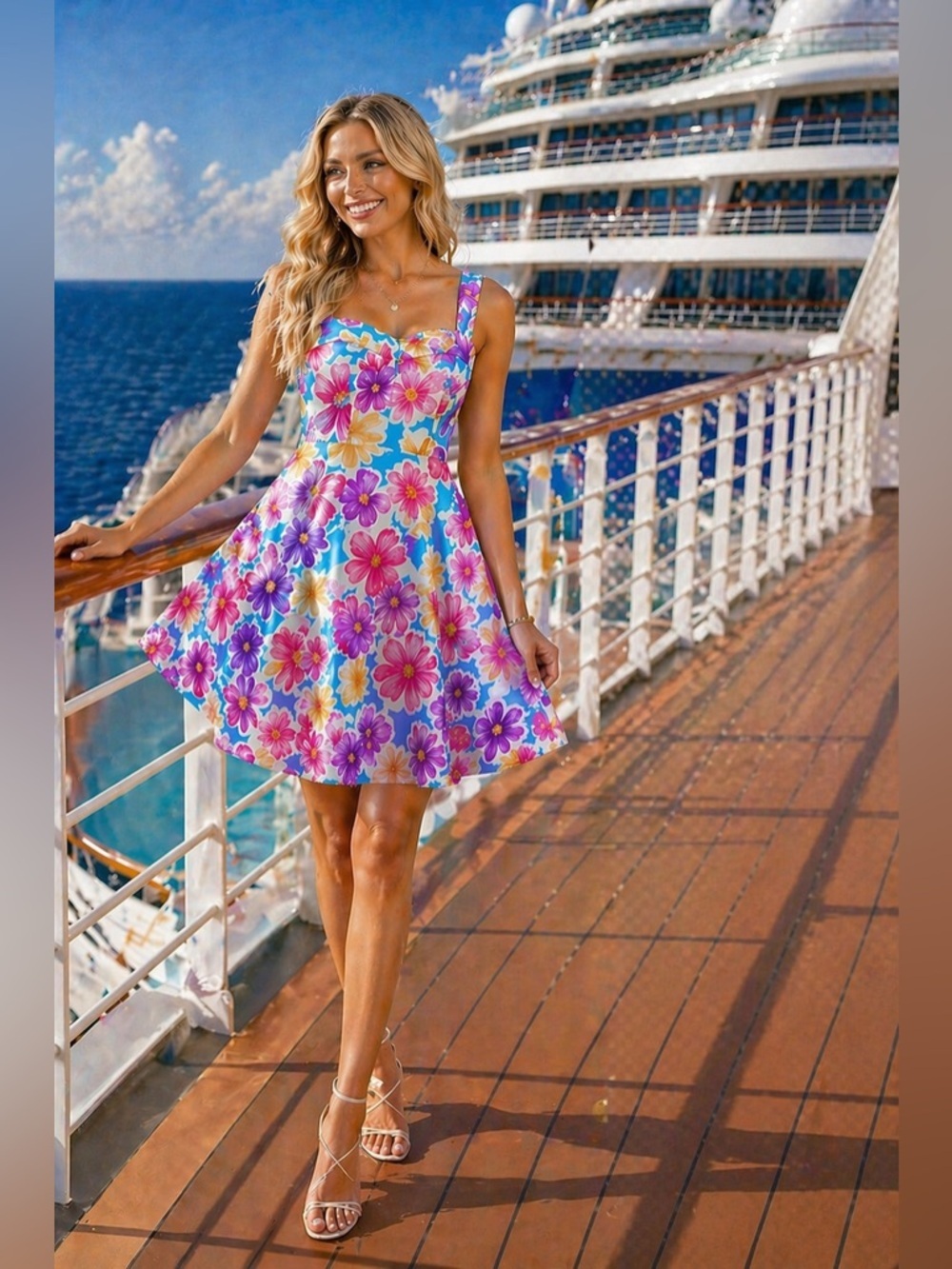 Scarlett Floral Mini Dress - Pink, Purple & Yellow